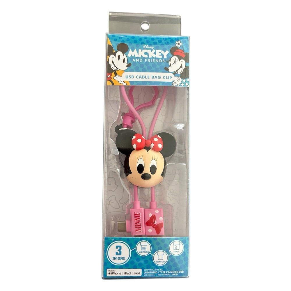 Disney Minnie 3 in 1 USB Cable Bag Clip
